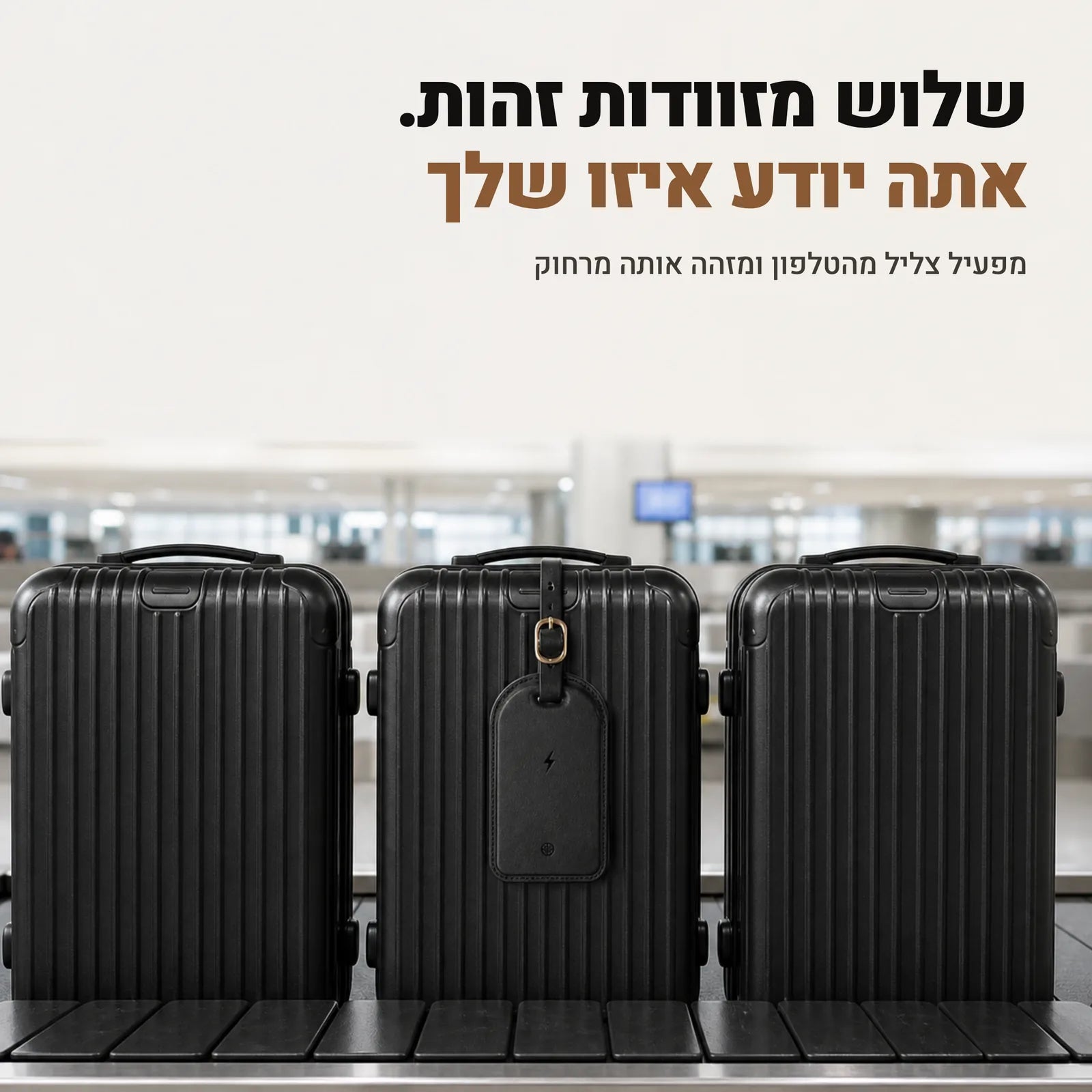 מזהים את המזוודה על מסוע המזוודות